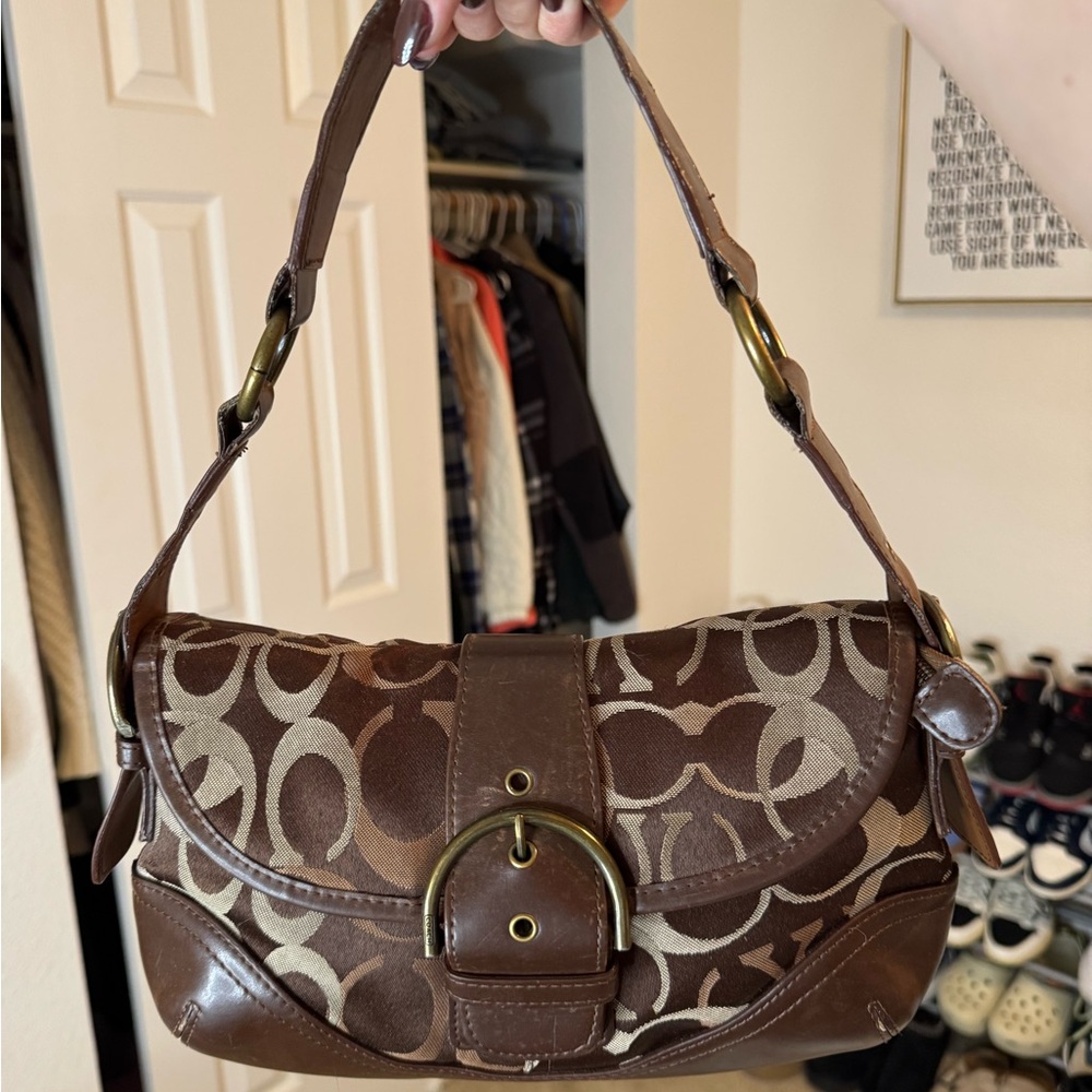 Brown Patterned Shoulder Bag